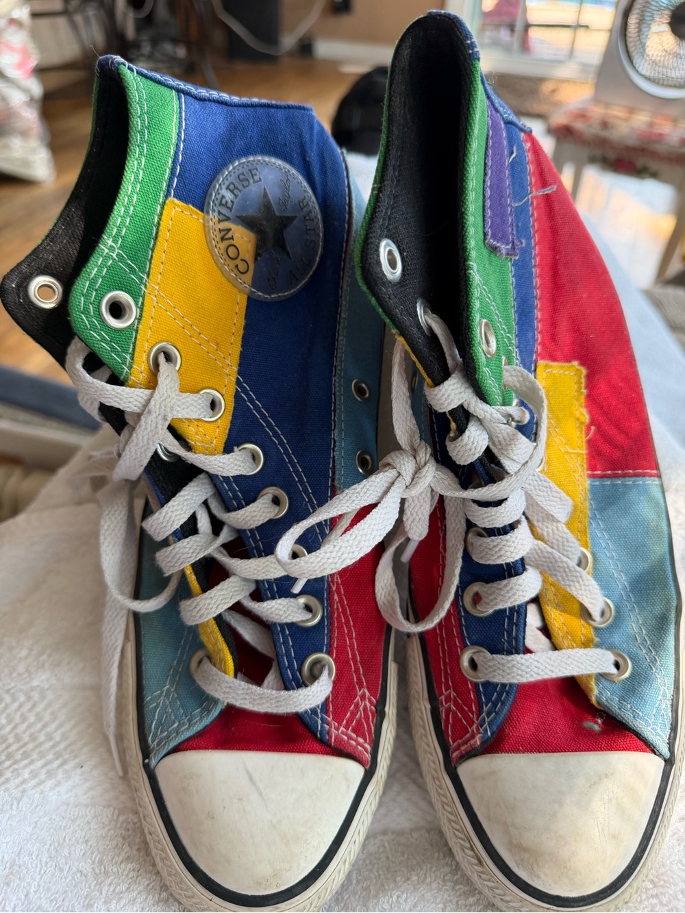 Converse Kids High-Top Sneakers in Red, Blue, Green & Yellow Patchwork
